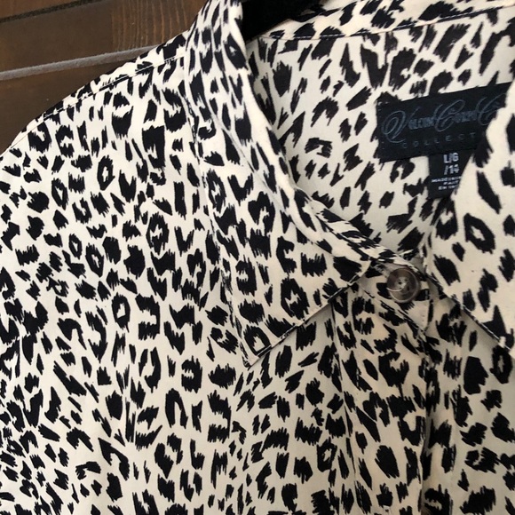 Volcom Black and Cream Animal Print Blouse - Picture 2 of 4